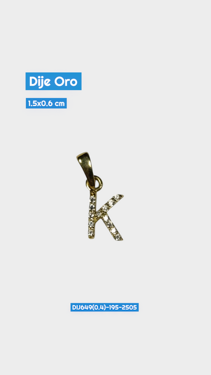 Dije Oro Letra K 1.5x0.6 cm 2505 Dij 649