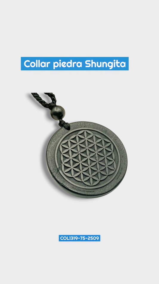 Collar Shungita EMF Flor de vida 3.5x3.5 cm 2509 Col 1319
