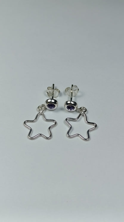 Aretes Plata Chispa Morada Colgate de Estrella Are 418