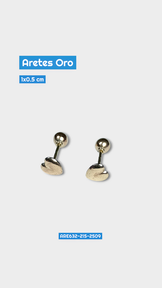 Aretes Oro Forma Corazón 1x0.5 cm 2509 Are 632