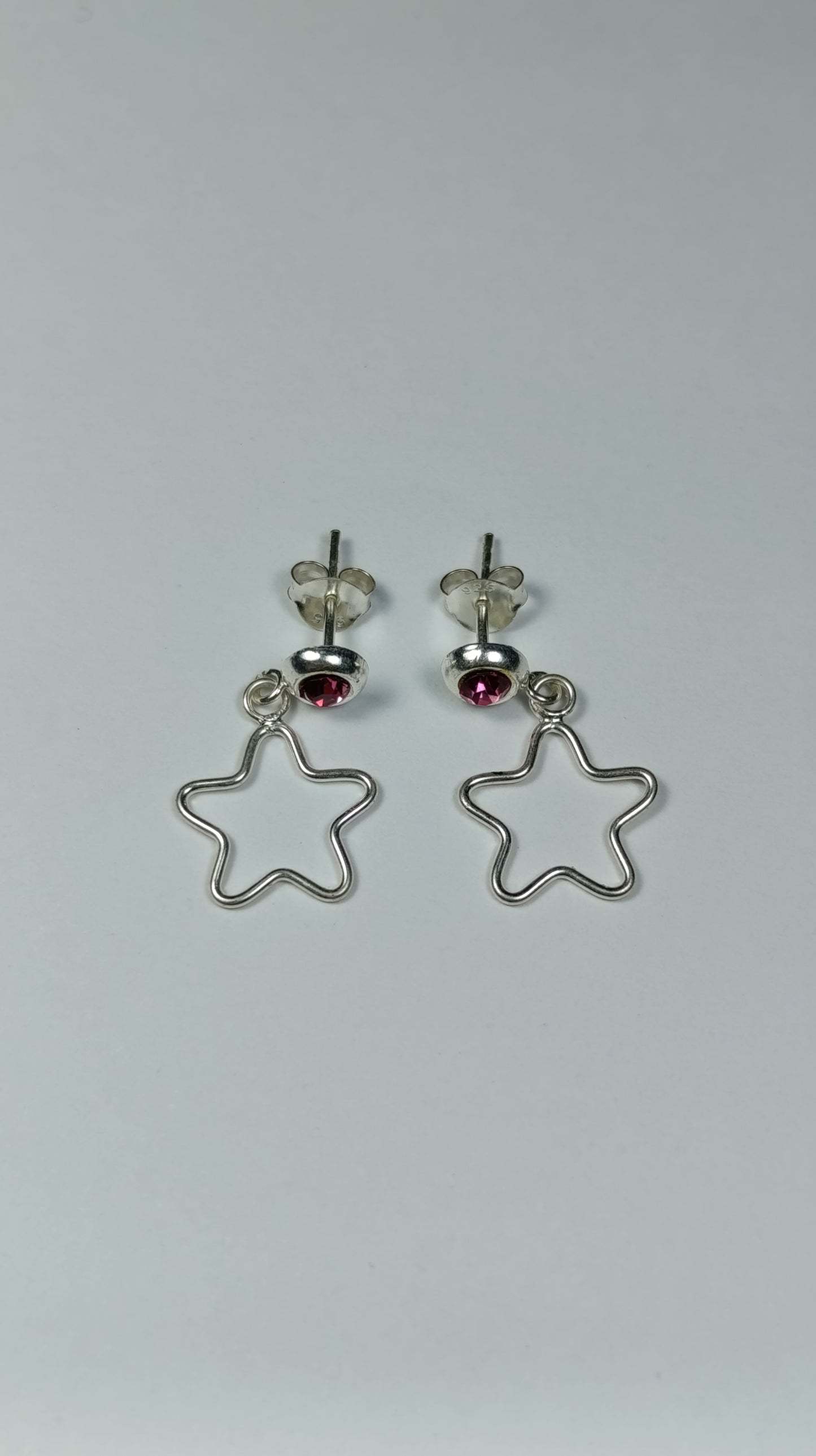 Aretes Plata Chispa Fucsia Colgate de Estrella Are 416