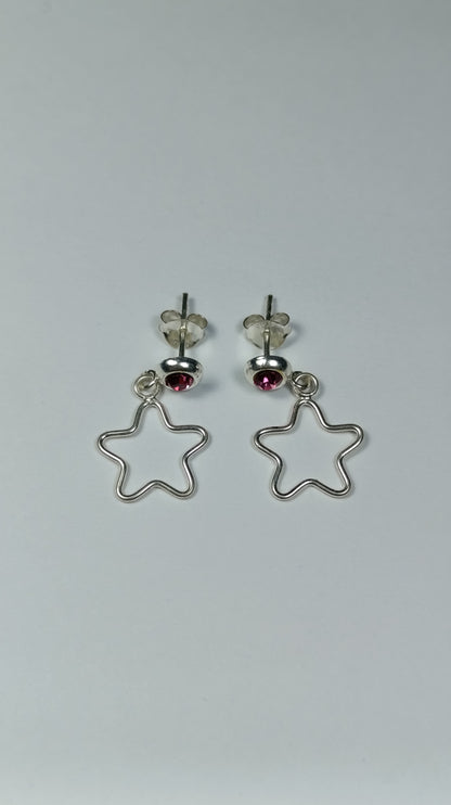 Aretes Plata Chispa Fucsia Colgate de Estrella Are 416