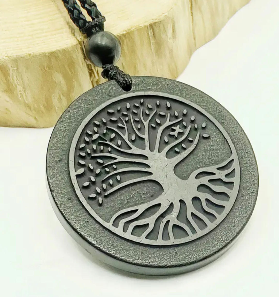 Collar Shungita EMF Árbol de vida 3.5x3.5 cm 2509 Col 1320