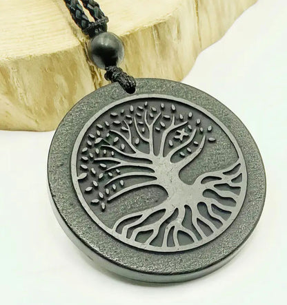 Collar Shungita EMF Árbol de vida 3.5x3.5 cm 2509 Col 1320